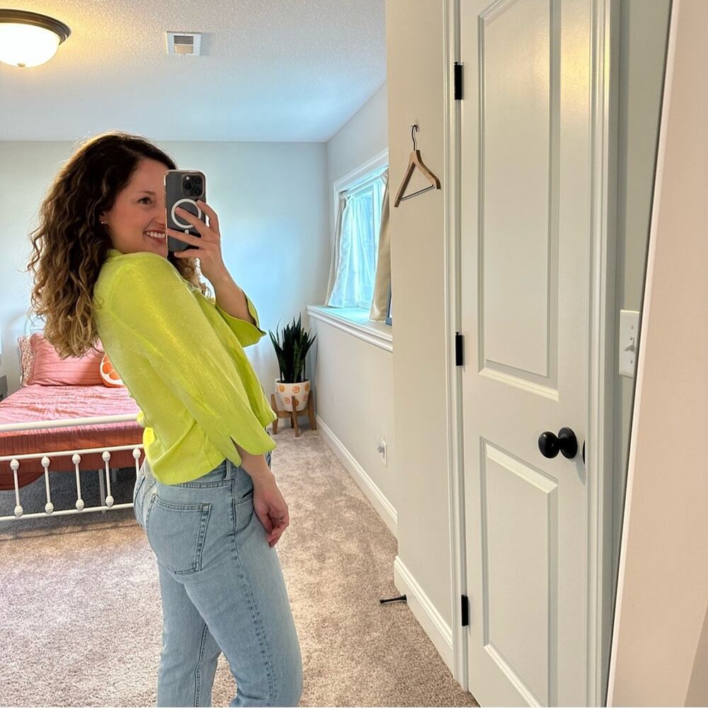 Ruby Rd Petite Lime Green Shell Cropped Jacket 12p - image 3